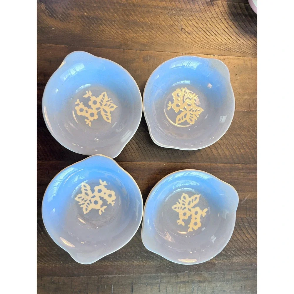 4 Harker Pottery CAMEOWARE BLUE SWIRL 7